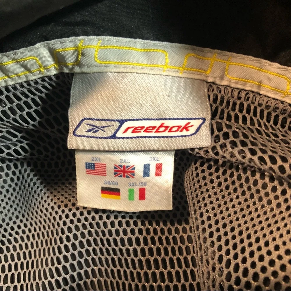 Vintage Reebok Windbreaker Jacket Black Mens 2XL Pullover Pockets 1/4 Zip - Picture 4 of 7